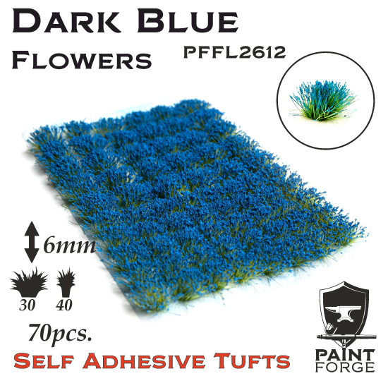 Paint Forge kępki kwiatków Dark Blue - 70sztuk / 6mm